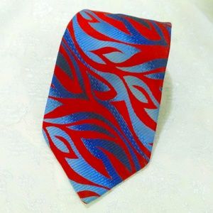 Vintage Cervantes Bright Blue and Red Print Tie